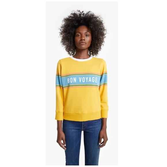 MOTHER The 3/4 Sleeve Sweatshirt Koozie Bon Voyage Shirt Size Small - Picture 1 of 8